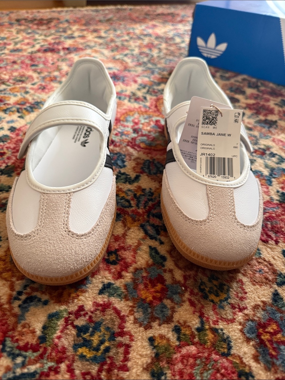 Adidas Samba Jane White Black Gum Velcro Sneakers - Picture 3 of 5